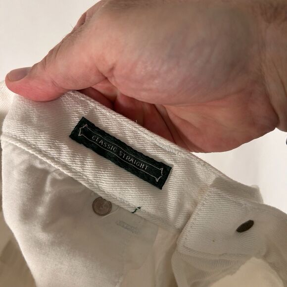 Lauren Jeans Co Ralph Lauren Pants Women 12 White Denim Pockets Classic Straight - Picture 10 of 10